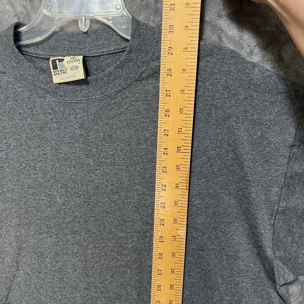 Russell Athletic Pro Cotton T-Shirt Gray Heather Crew Neck Short Sleeve Mens L - Picture 7 of 8